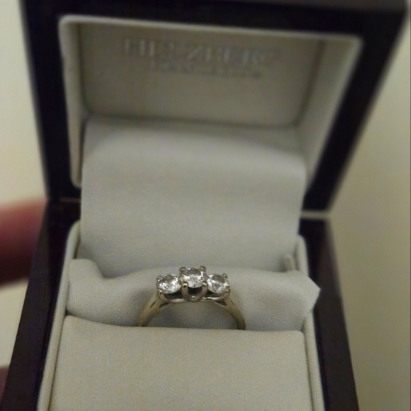 Helzberg Diamonds Silver Engagement Ring with Three Round Diamonds - Picture 6 of 9